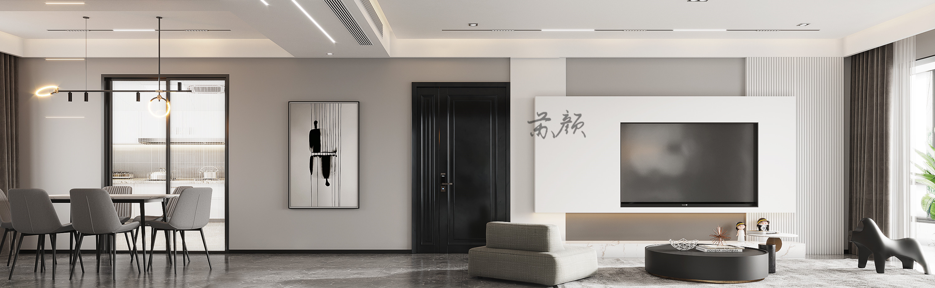 黑白灰客餐厅 大气高级又稳重-5