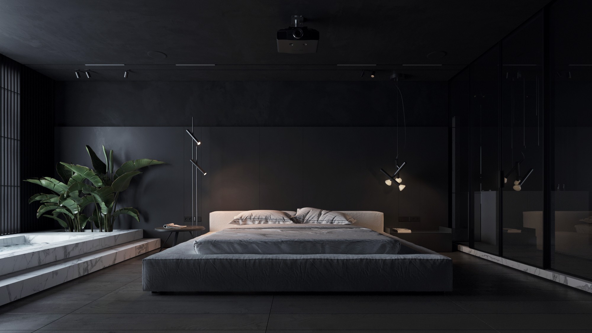 高级黑 极简别墅设计！-53