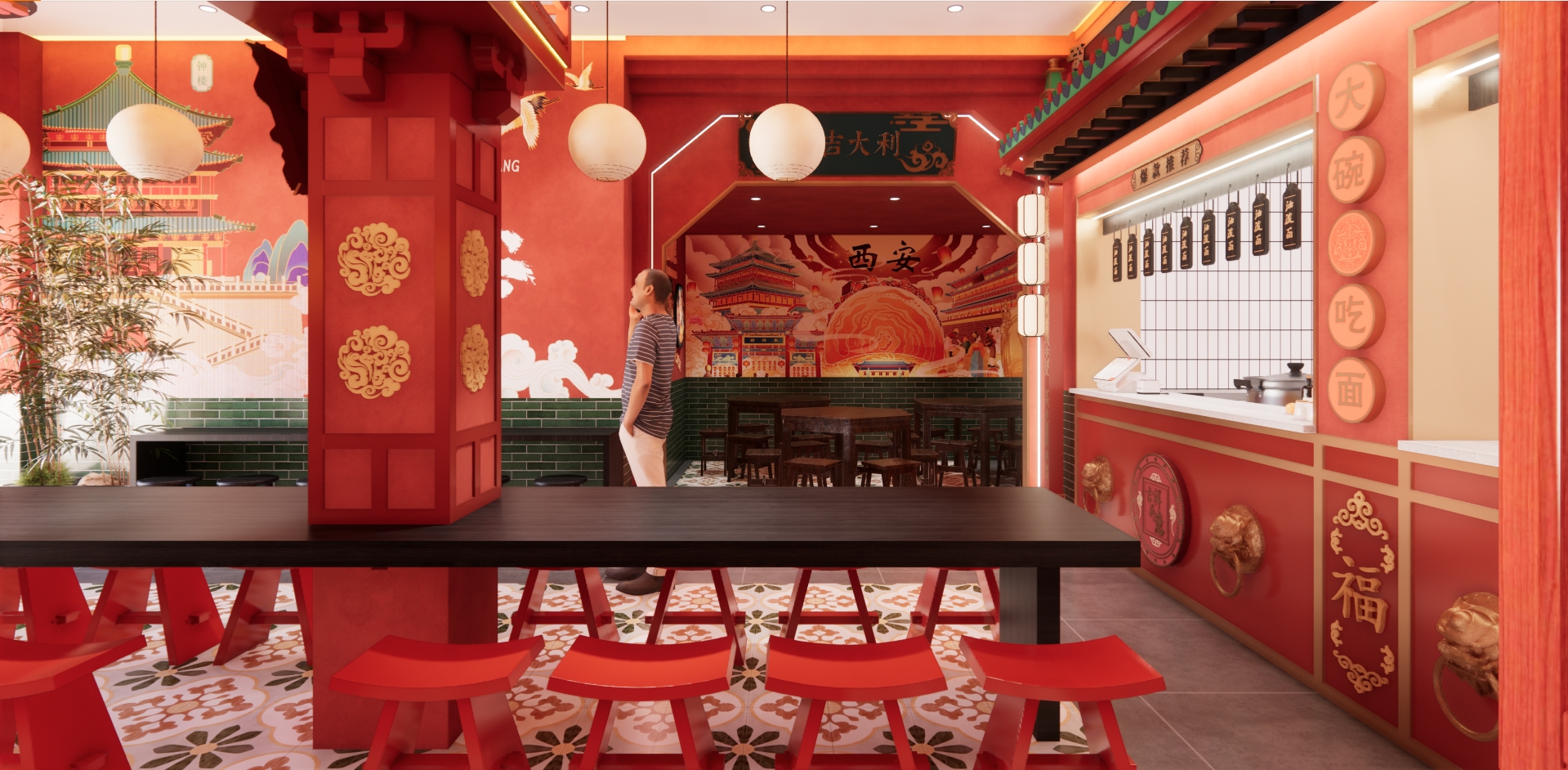 【秦汤板凳】天津网红西安面馆设计-29