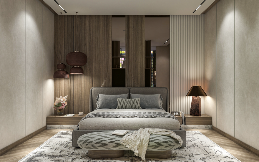 开罗主卧及开放式浴室与全景浴缸设计丨埃及开罗-17