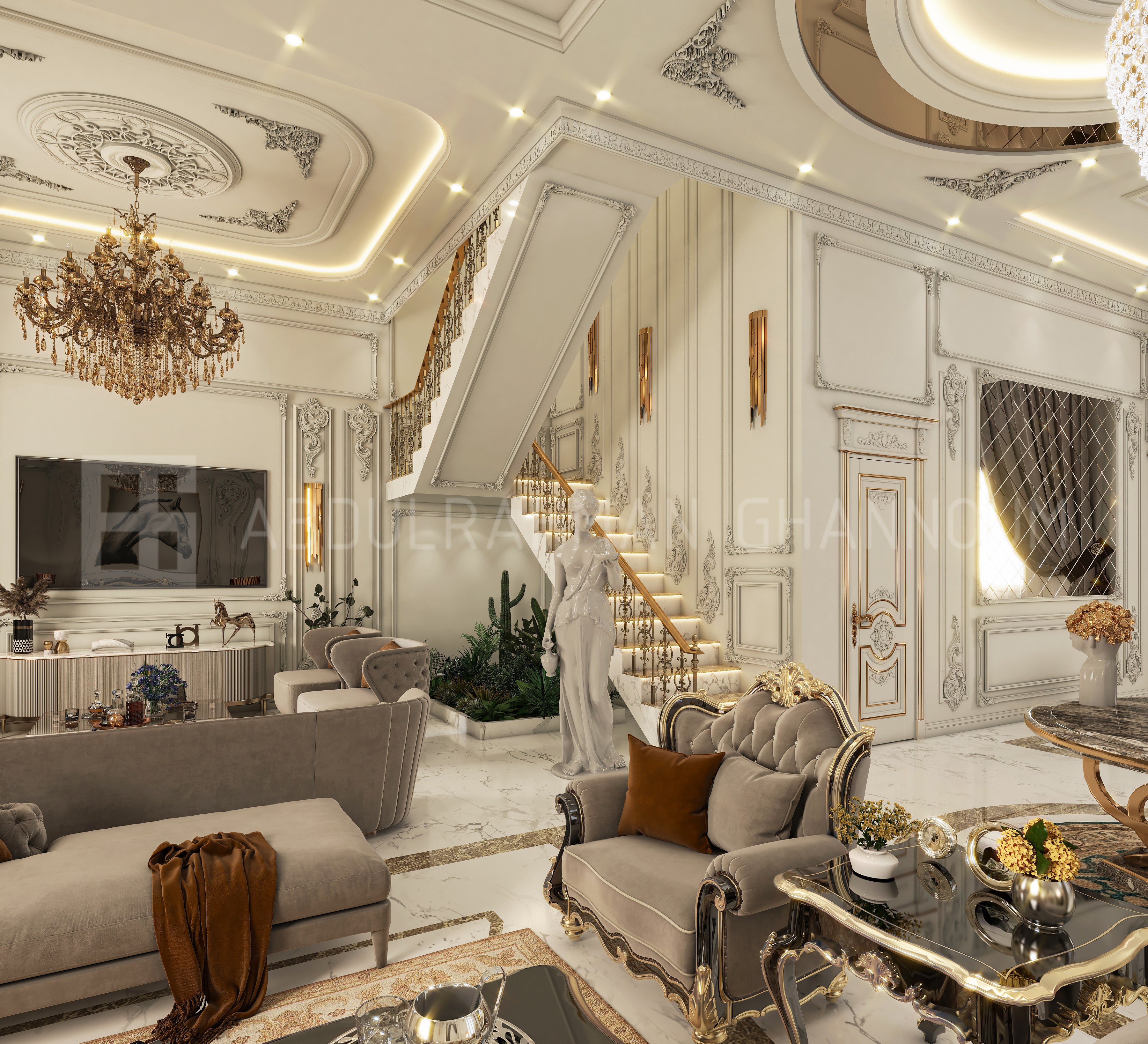 经典接待室内设计丨Eng. Abdulrahman Ghannoum-6