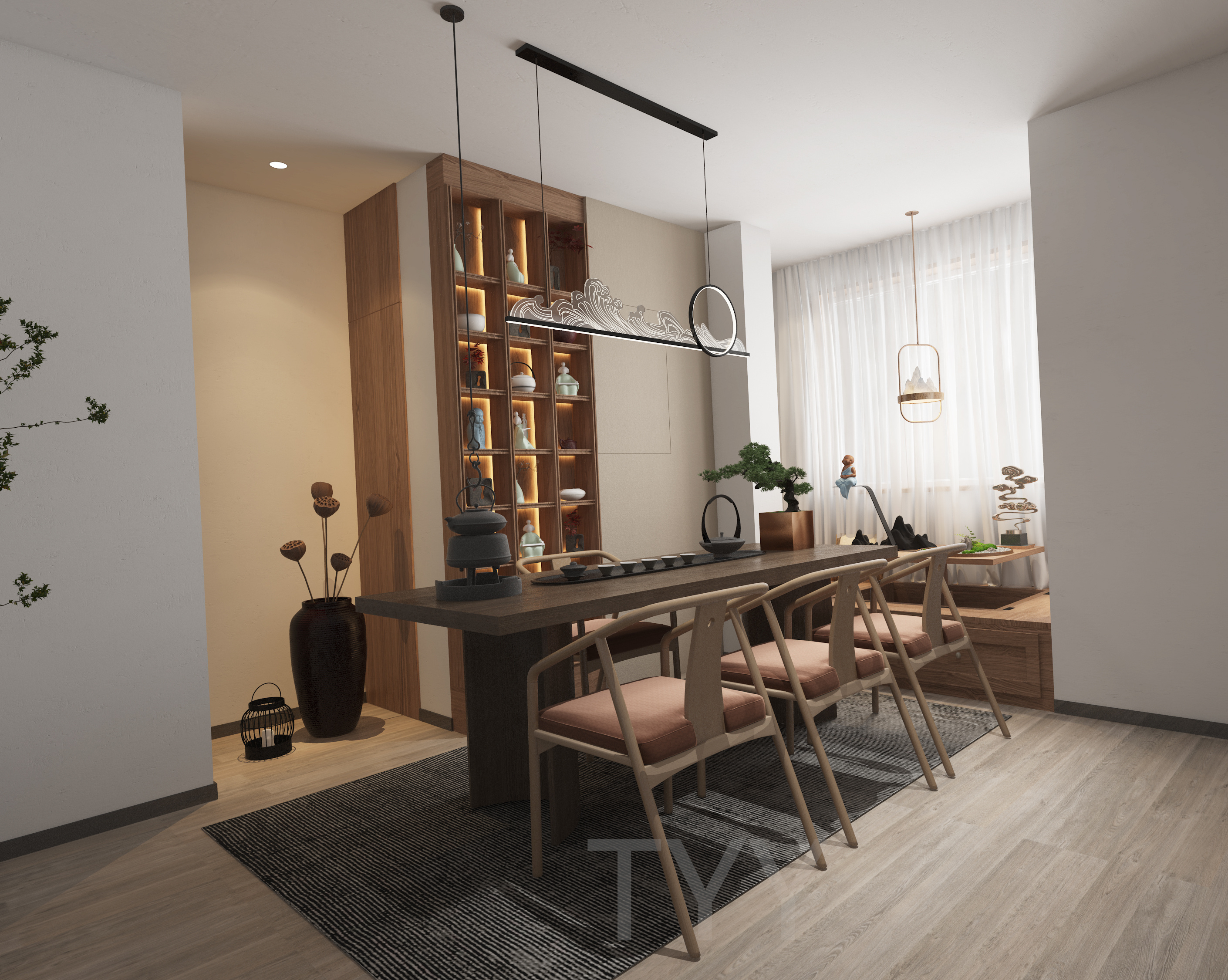 新派酒店茶室客房餐饮一体设计-7