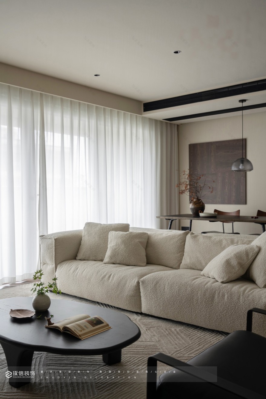 110 平简约现代风舒适空间丨琢信装饰-4