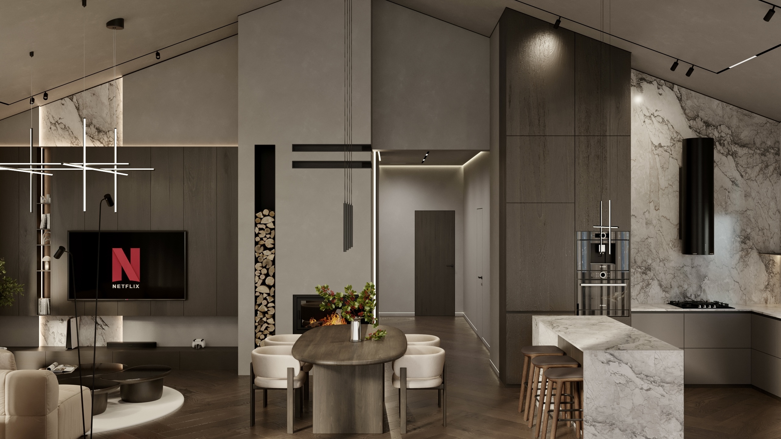 Visualization of the kitchen-living room-4