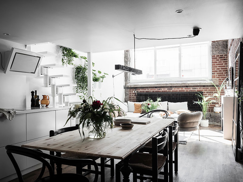 瑞典工业风小公寓 | 高挑空间与巨型窗户的完美结合-9