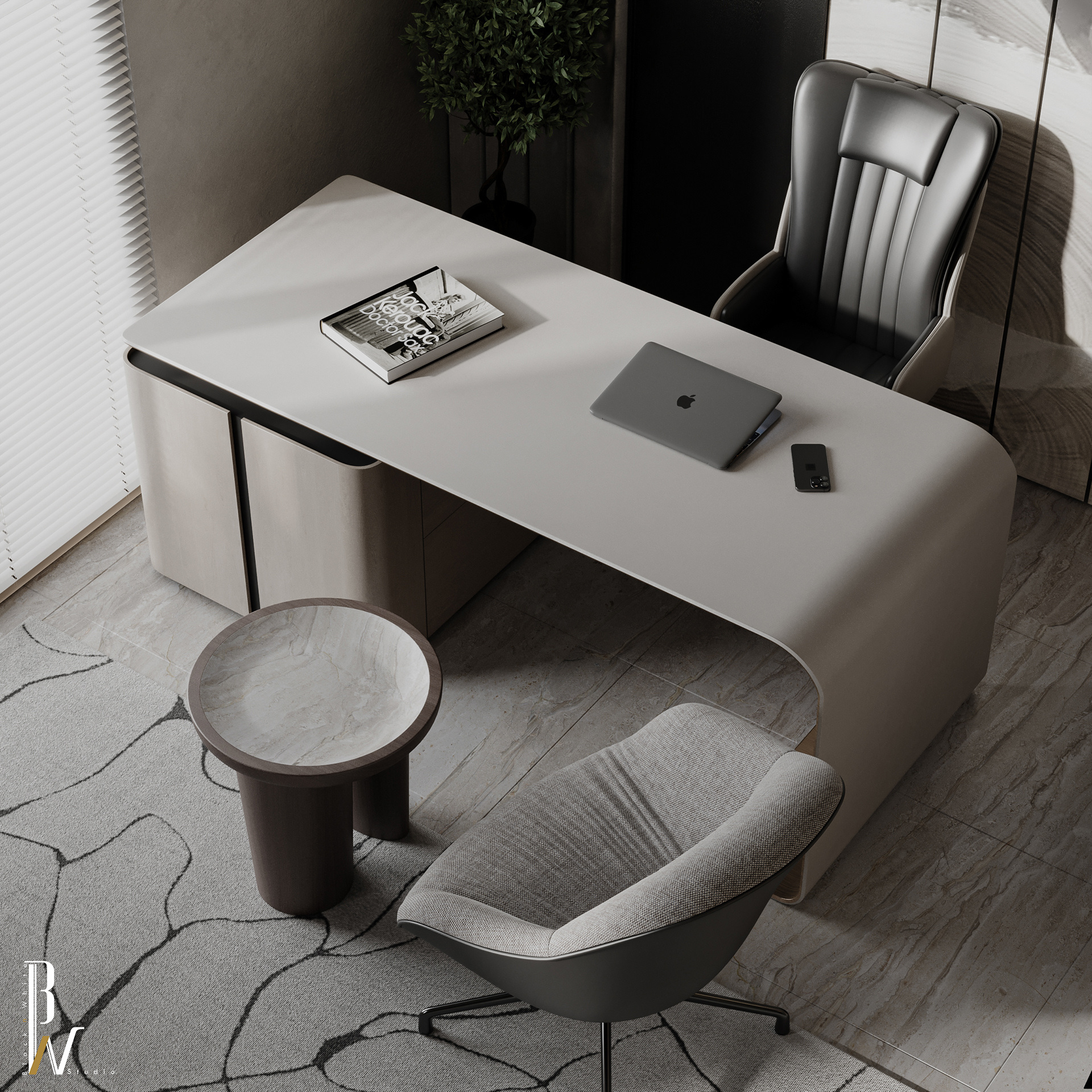 Home Office 设计丨加蓬丨Black N White-15