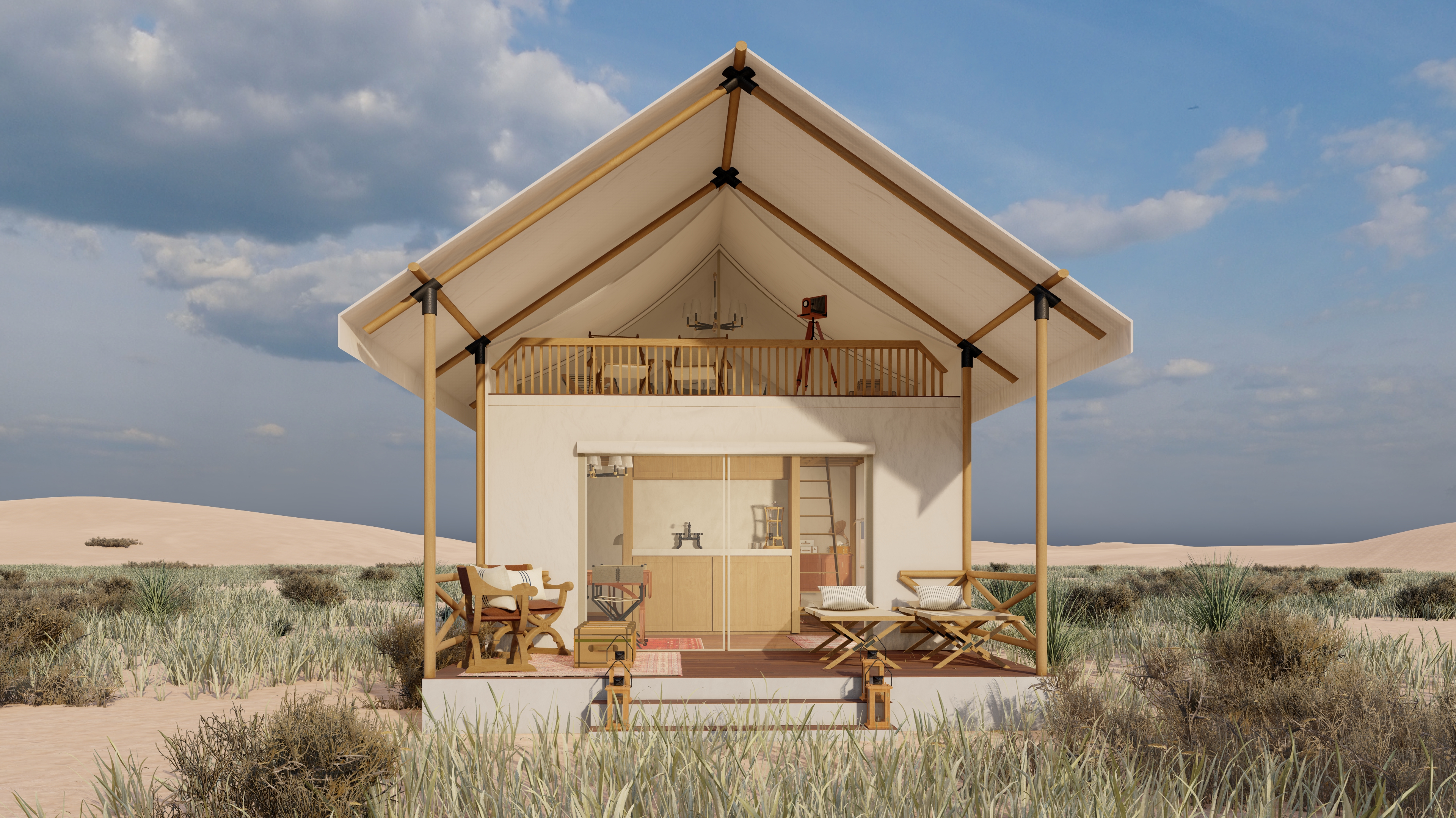 Safari Tent 设计与 3D 渲染丨美国丨EF 建筑设计工作室-0