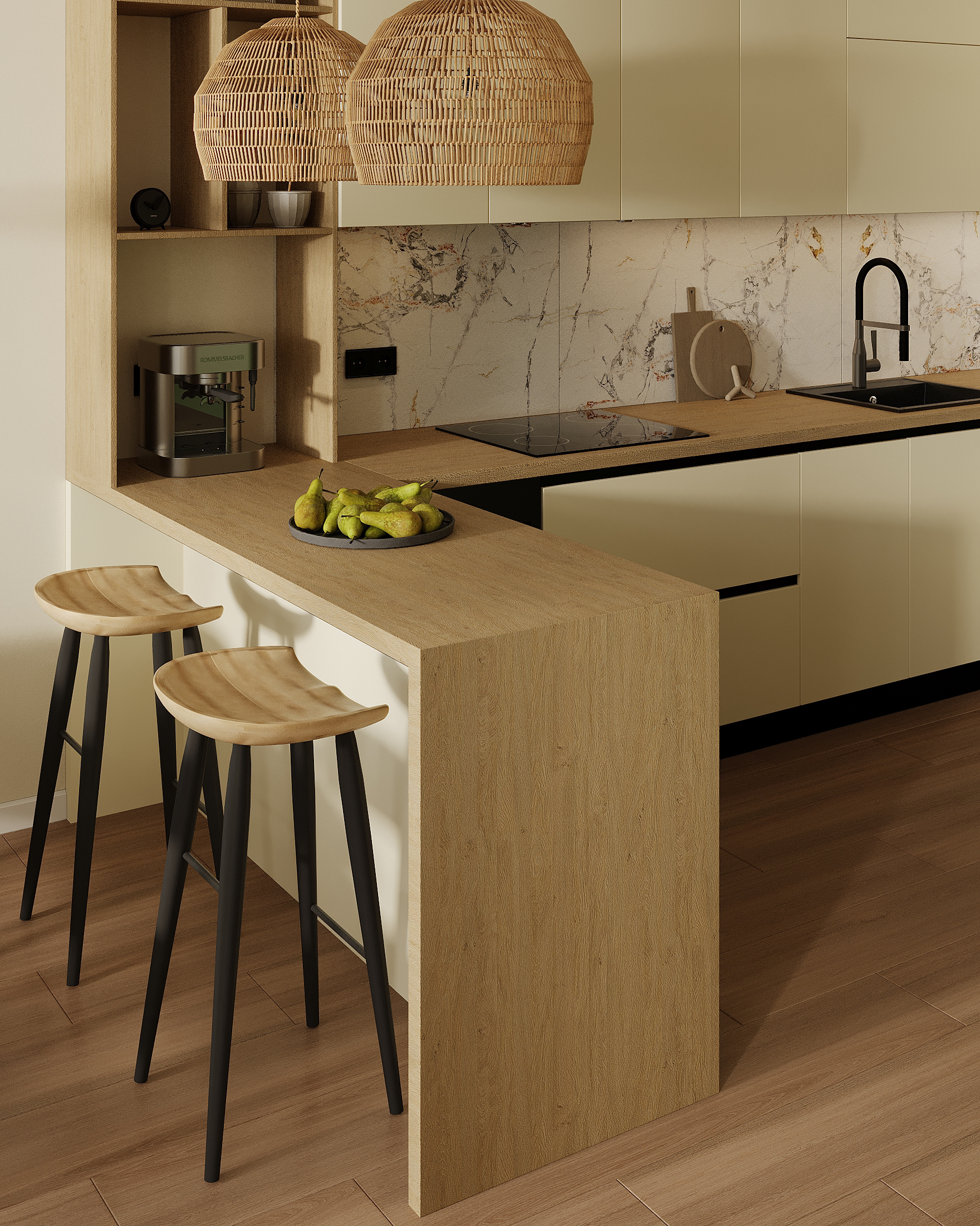 Kitchen-living room I Warm Contemporary-19