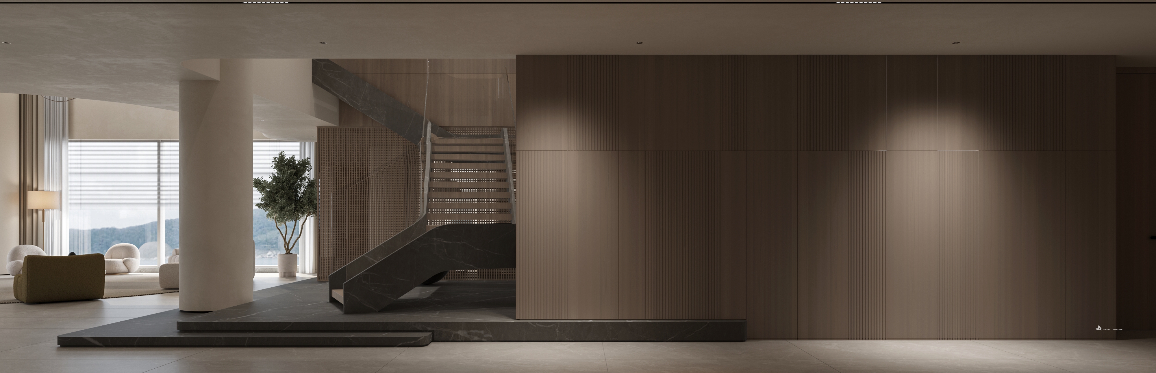 顶流现代挑空别墅-34