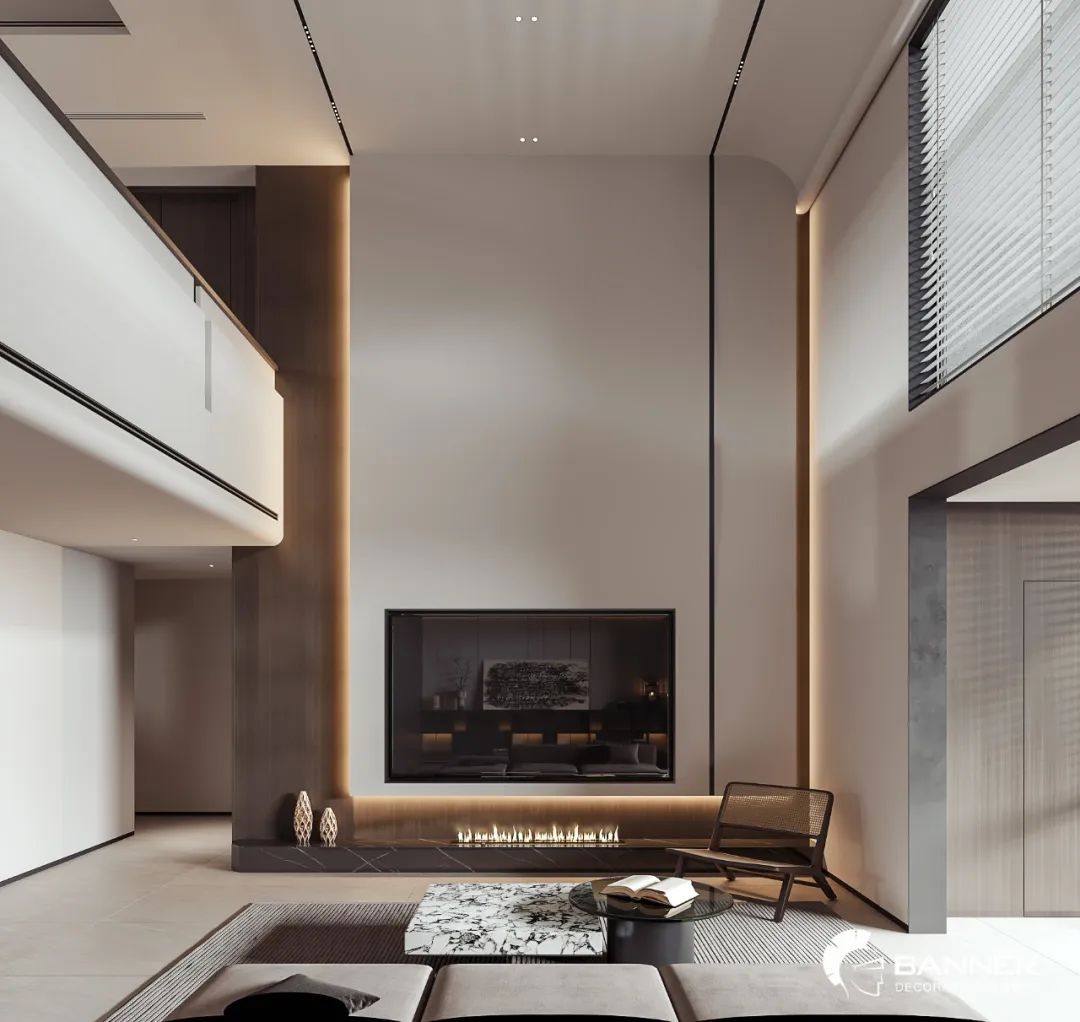 万科翡翠国际现代挑空别墅丨旗盛装饰-20