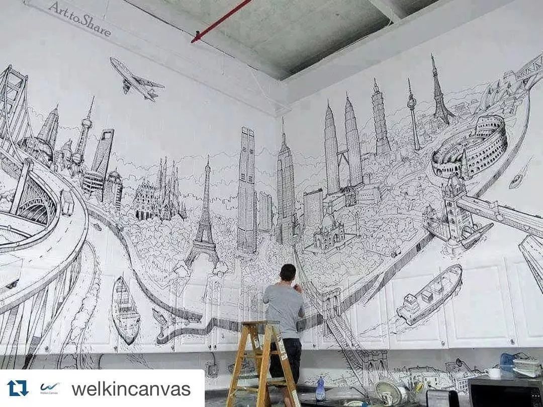 法国艺术家托马斯·达提格斯手绘中国全景建筑,细节震撼!-114