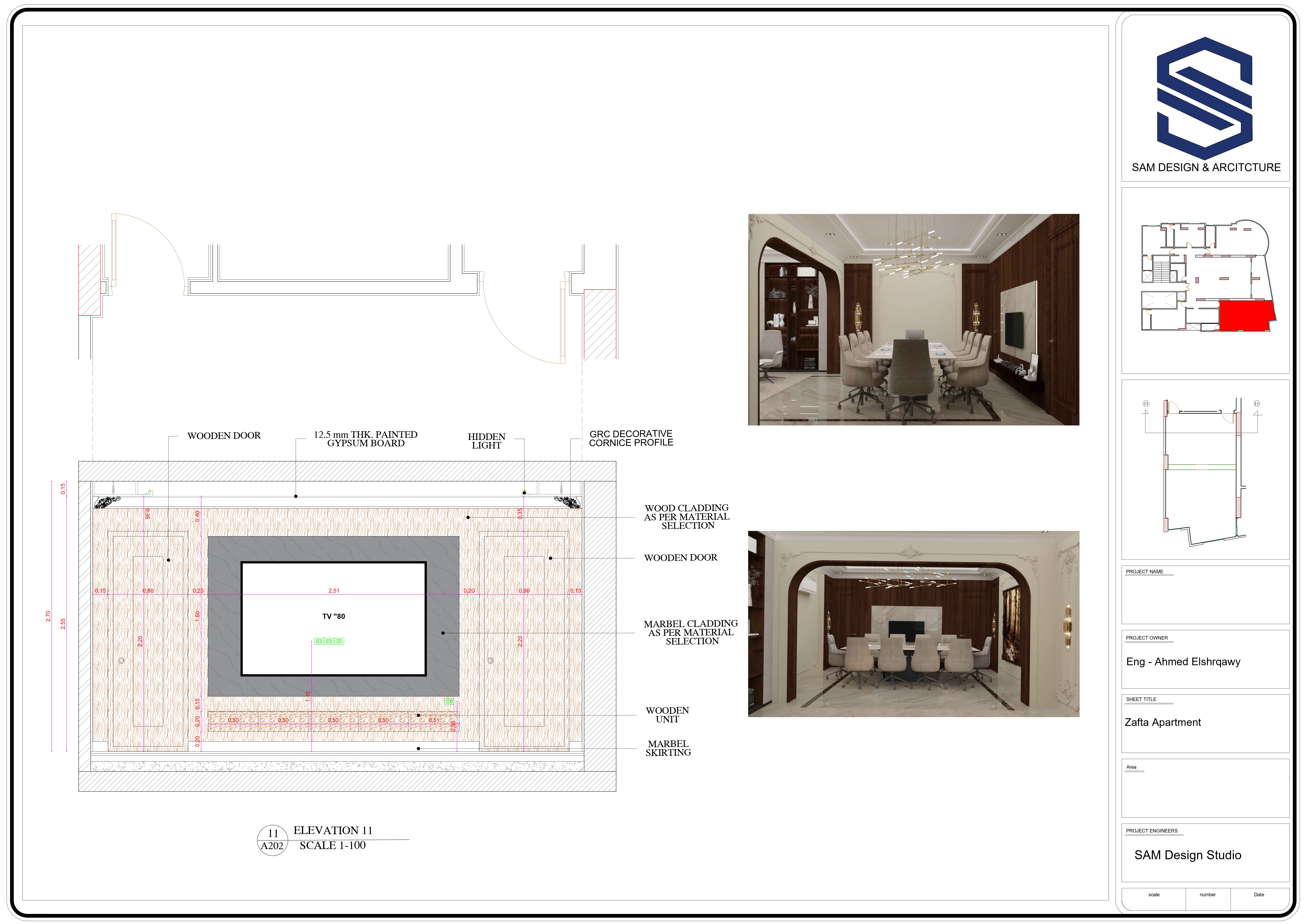 Shop drawing work for an office in a Zifta apartment-2