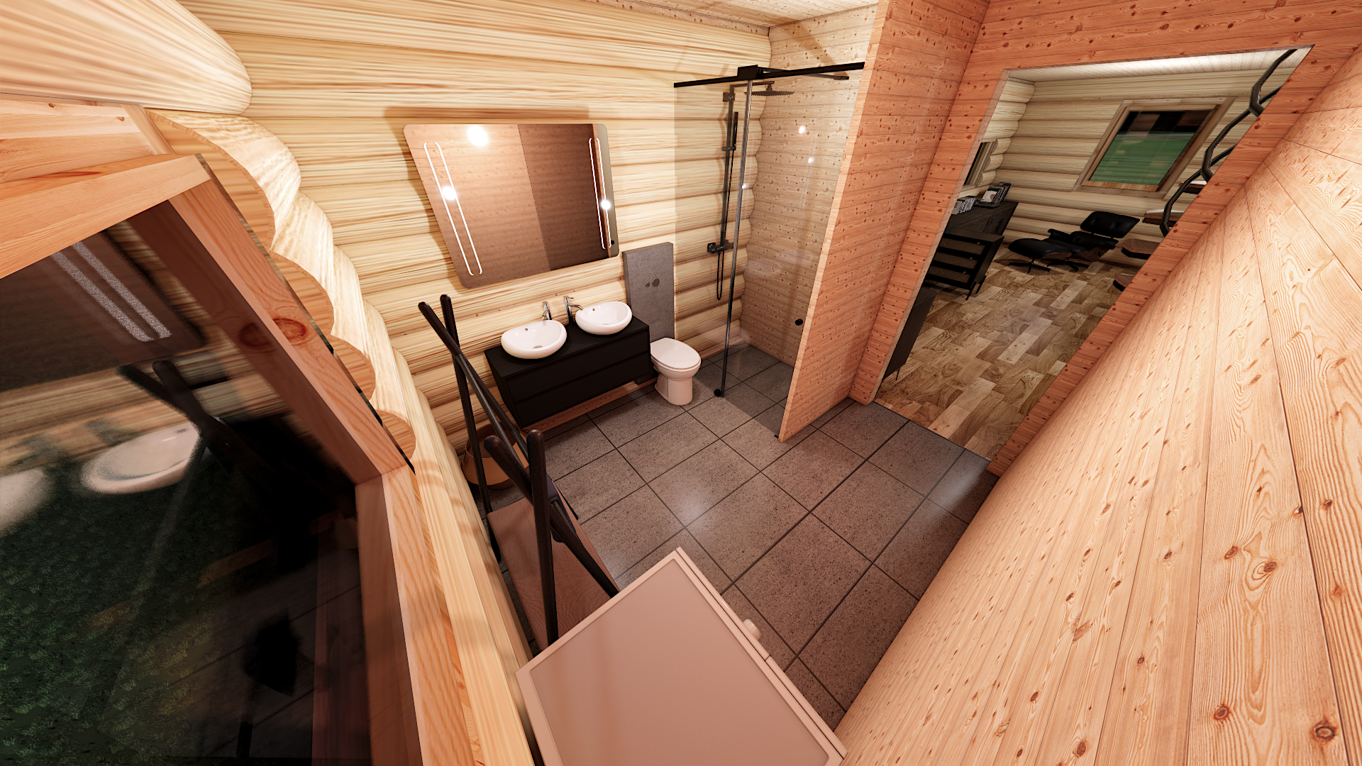 log house with log garage and log sauna SPA-7