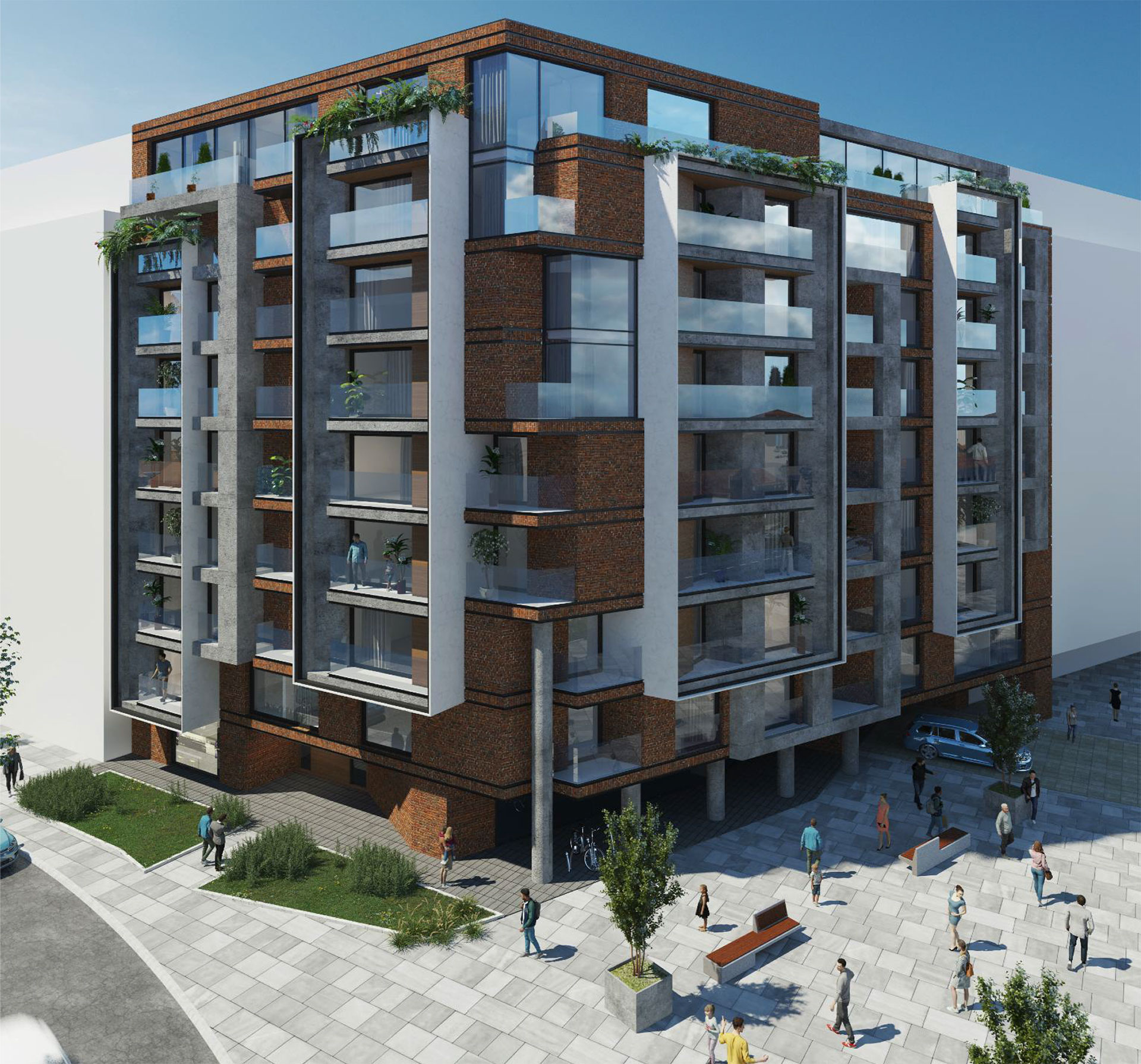 Žička和Dravska街角带露台的七层建筑-0