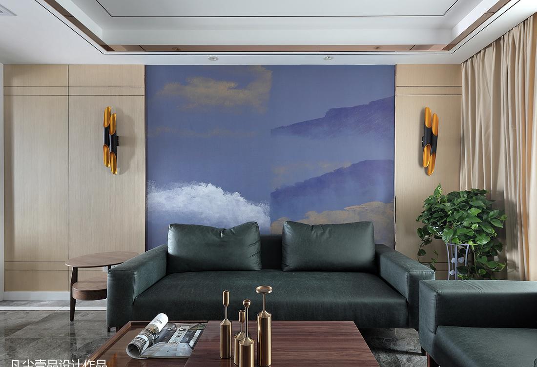 轻奢绿色玄关,精致山水空间-7