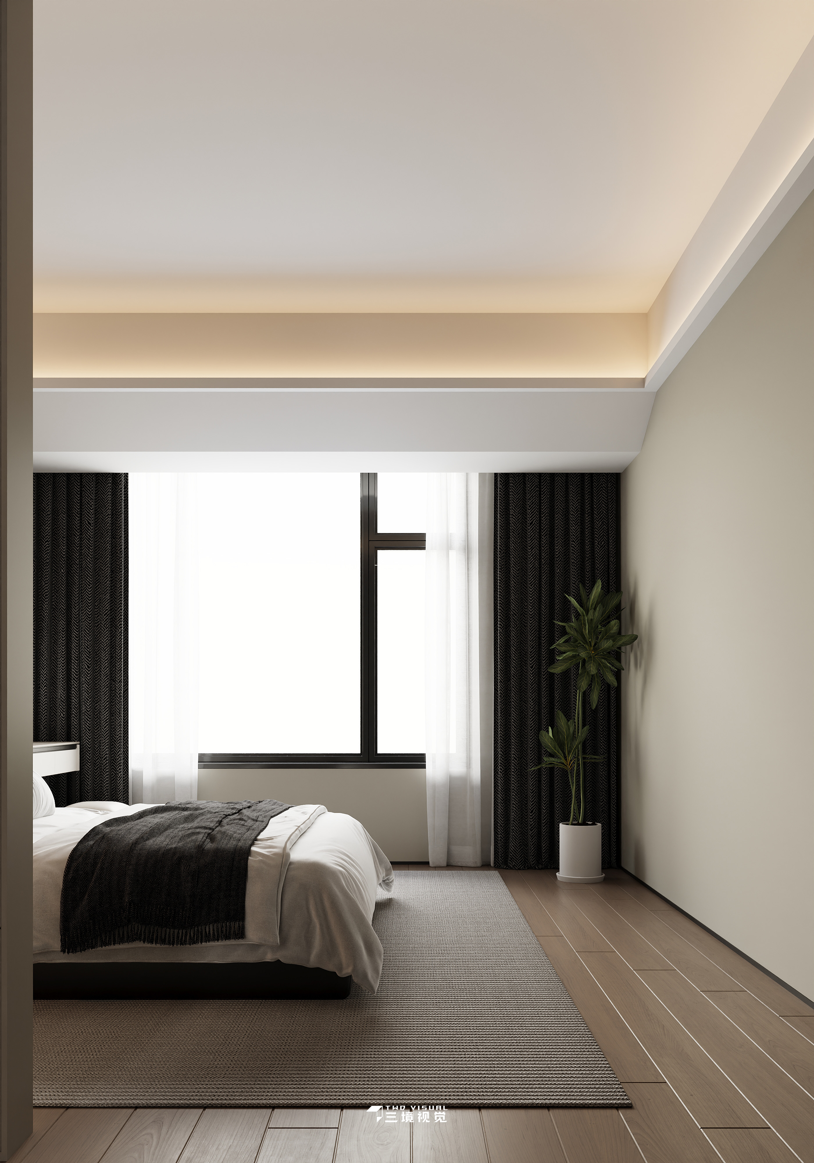 住宅-现代风客厅卧室设计-16