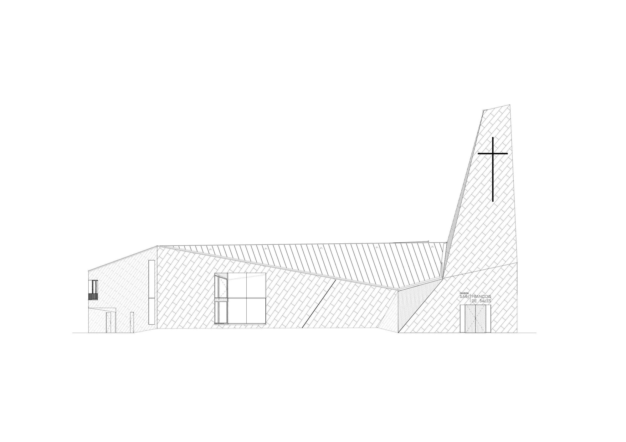 折叠 zinc 外壳中的宁静圣所——法国 Ensemble Pastoral Catholique 教堂设计-56