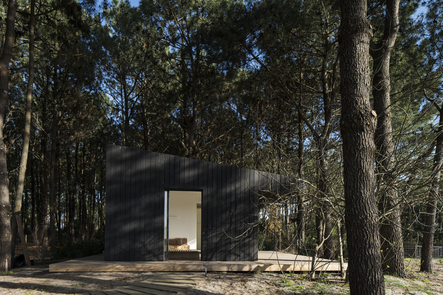 葡萄牙林中的两个黑色小屋-11