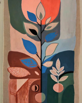 抽象生态设计亚麻布绘画作品