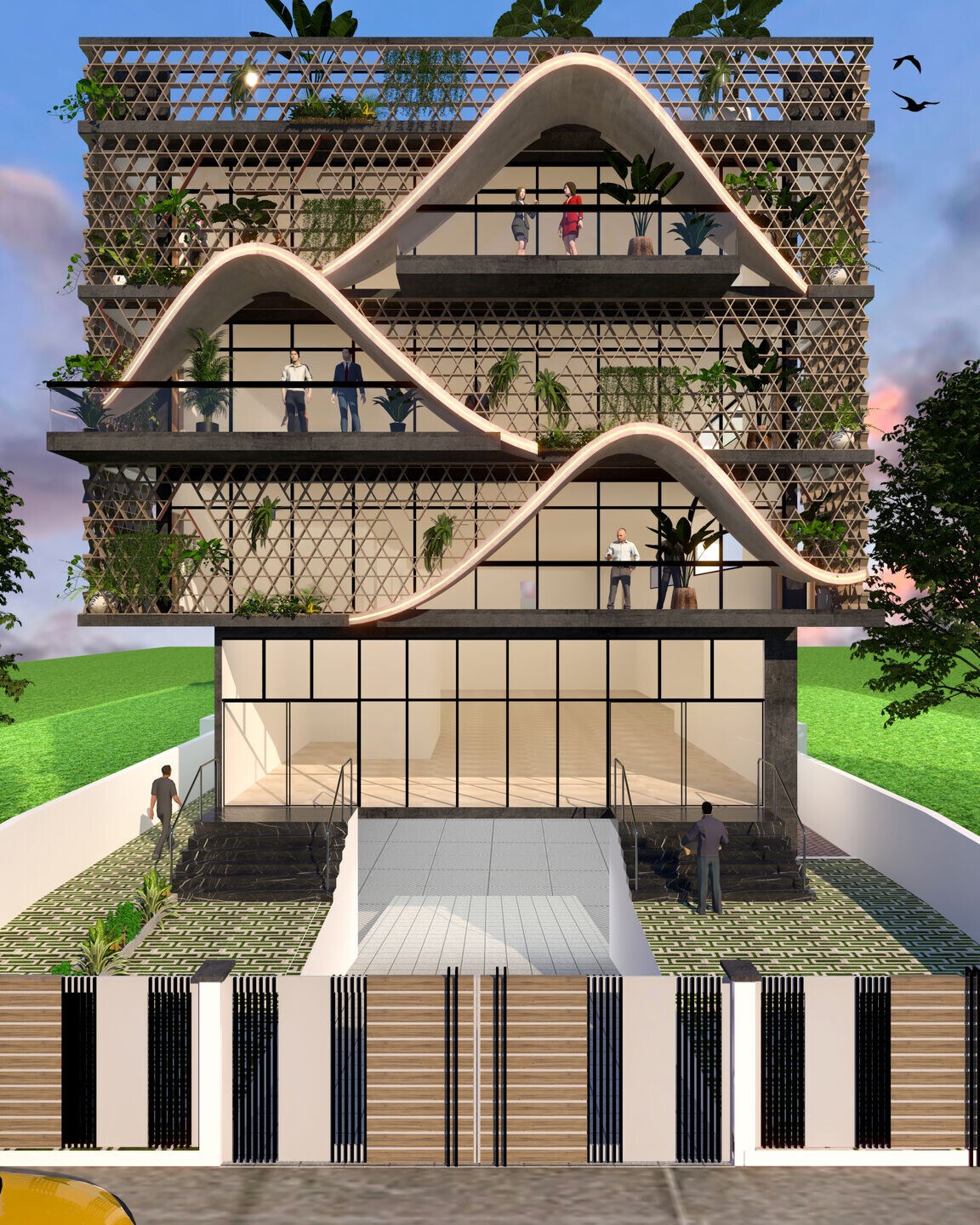 绿色屏风办公楼丨印度班加罗尔丨A.J Architects-12