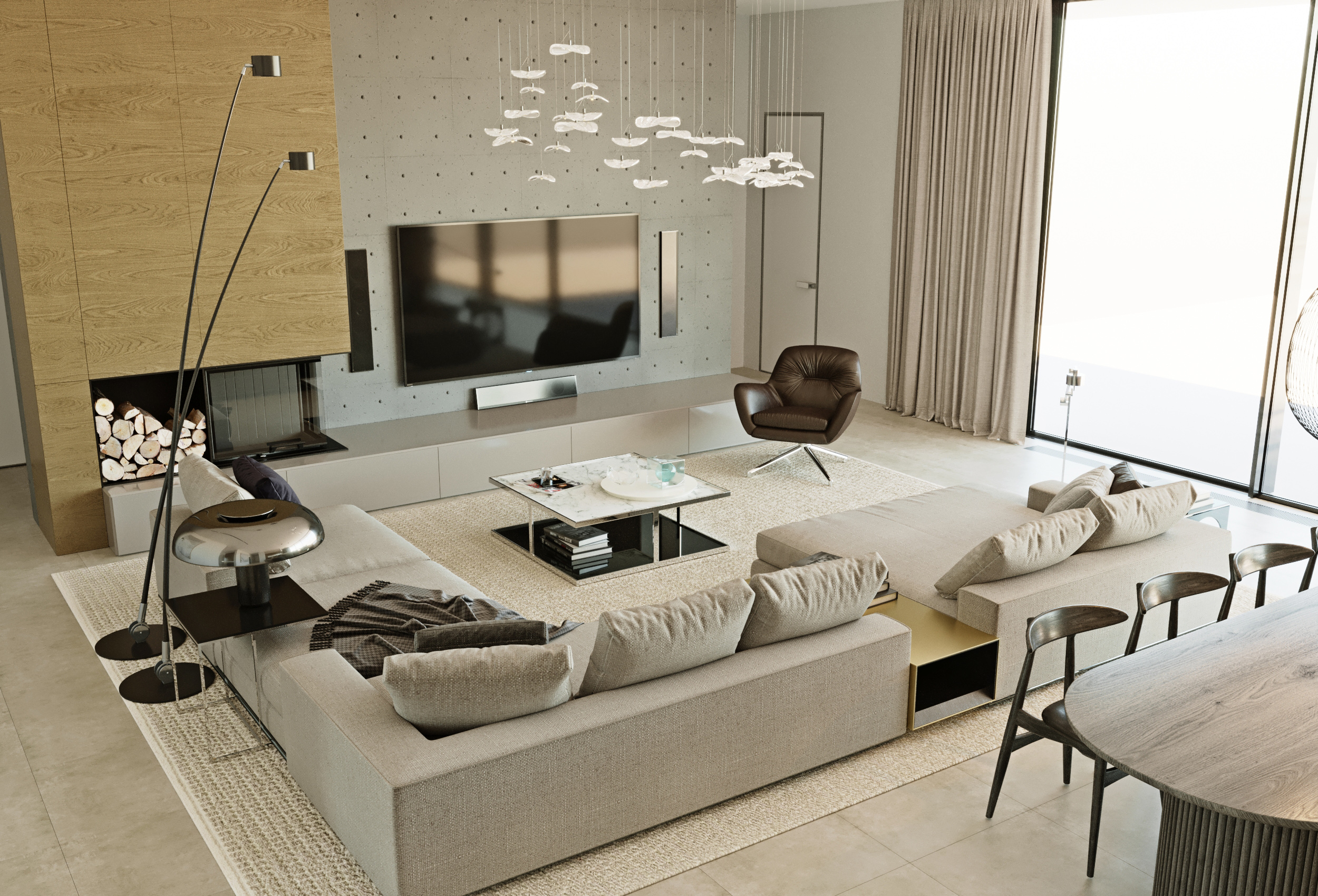 现代一层350㎡带无边泳池房屋项目-6