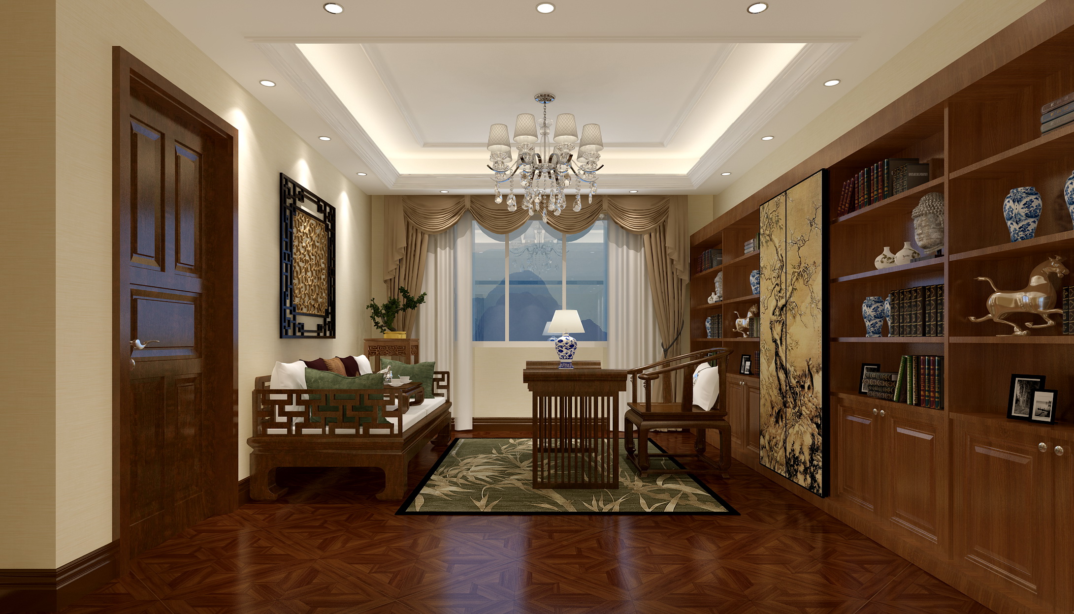 新中式 中式古典 奢华家装别墅样板房-14-29