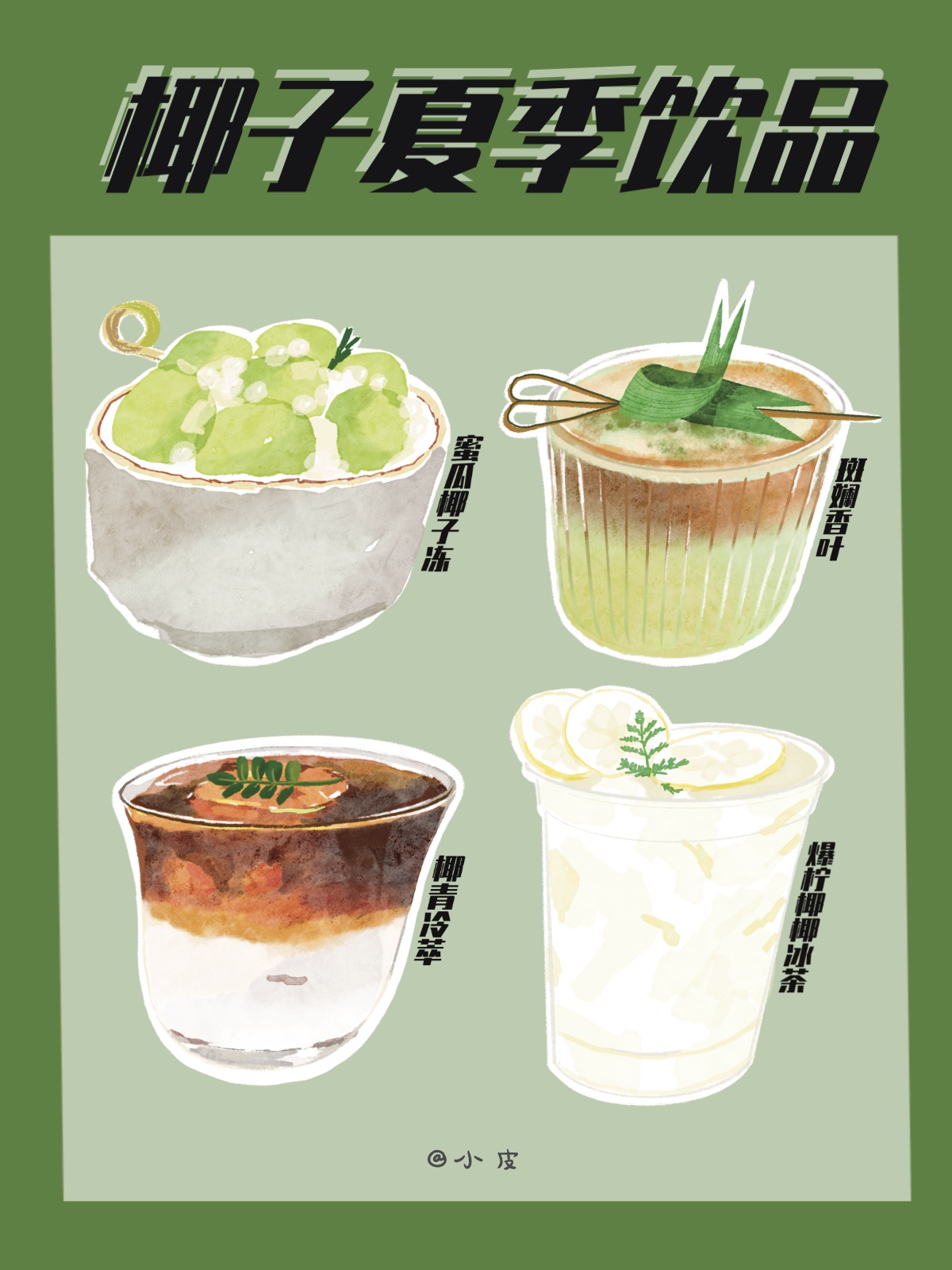 Watercolor beverage poster&stickers-2