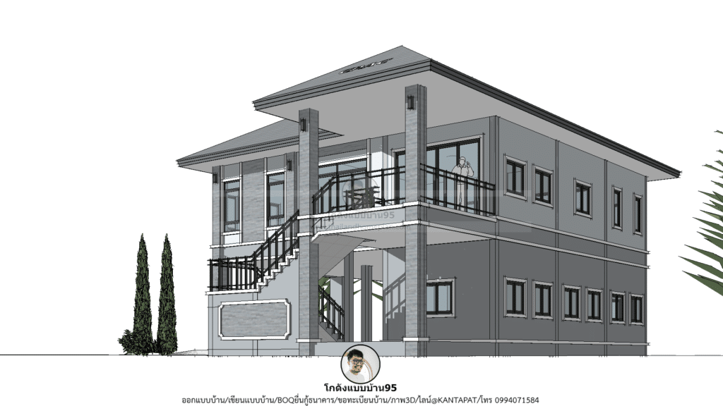 รับเขียนแบบบ้าน P  2485 两层住宅设计丨โกดังแบบบ้าน-19