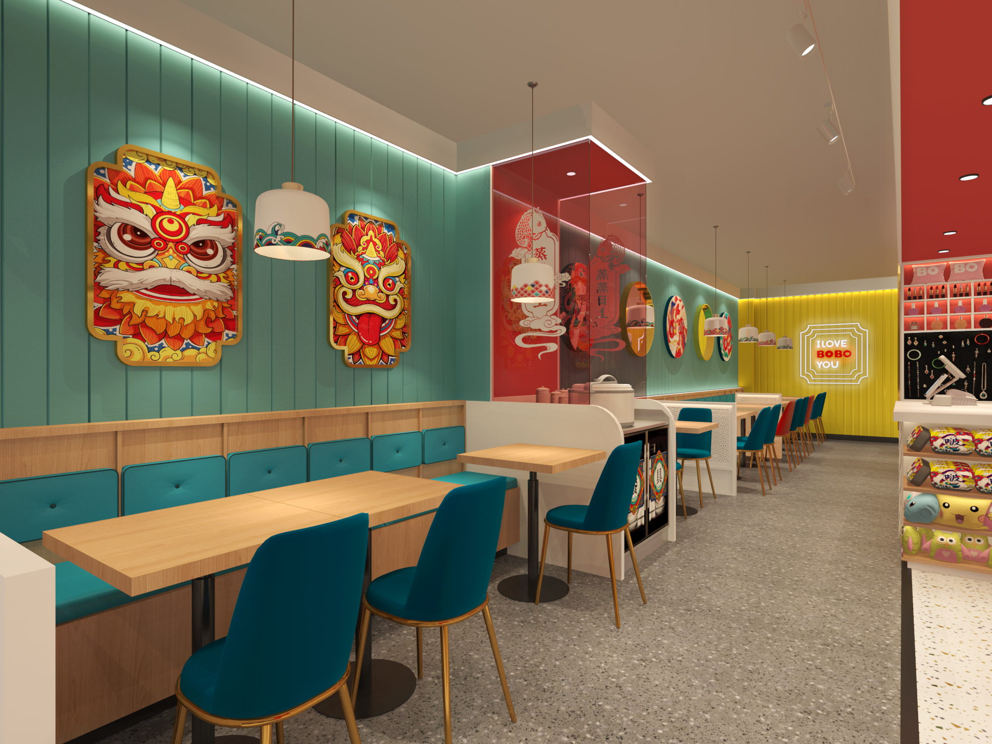 爱辣啵啵鱼 保定万搏店空间效果图-4