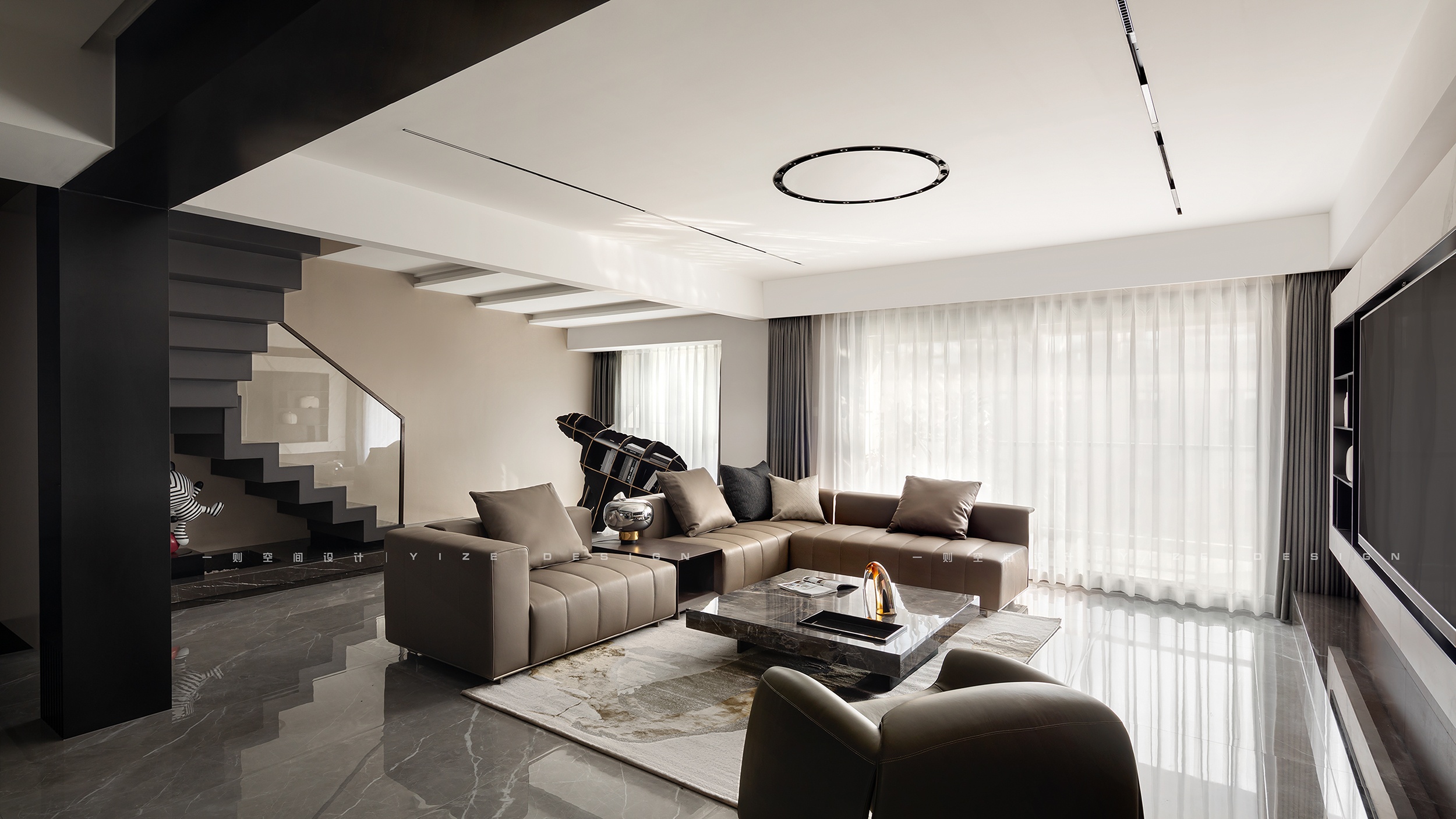 杭州现代黑白跃层住宅丨中国杭州-0