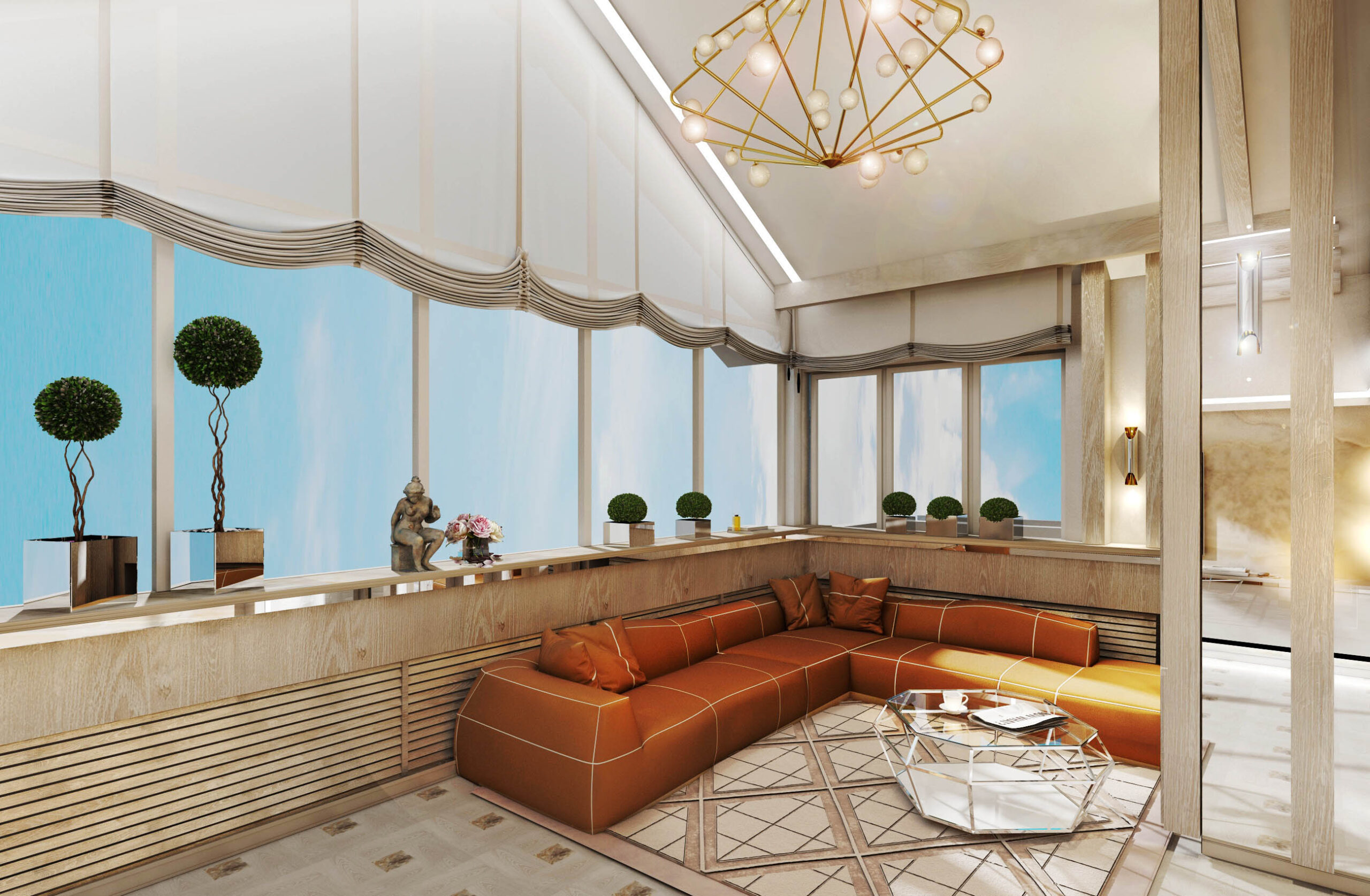 Бежевая гостиная 26м²（26平方米米色客厅）丨бюро ARXY-20