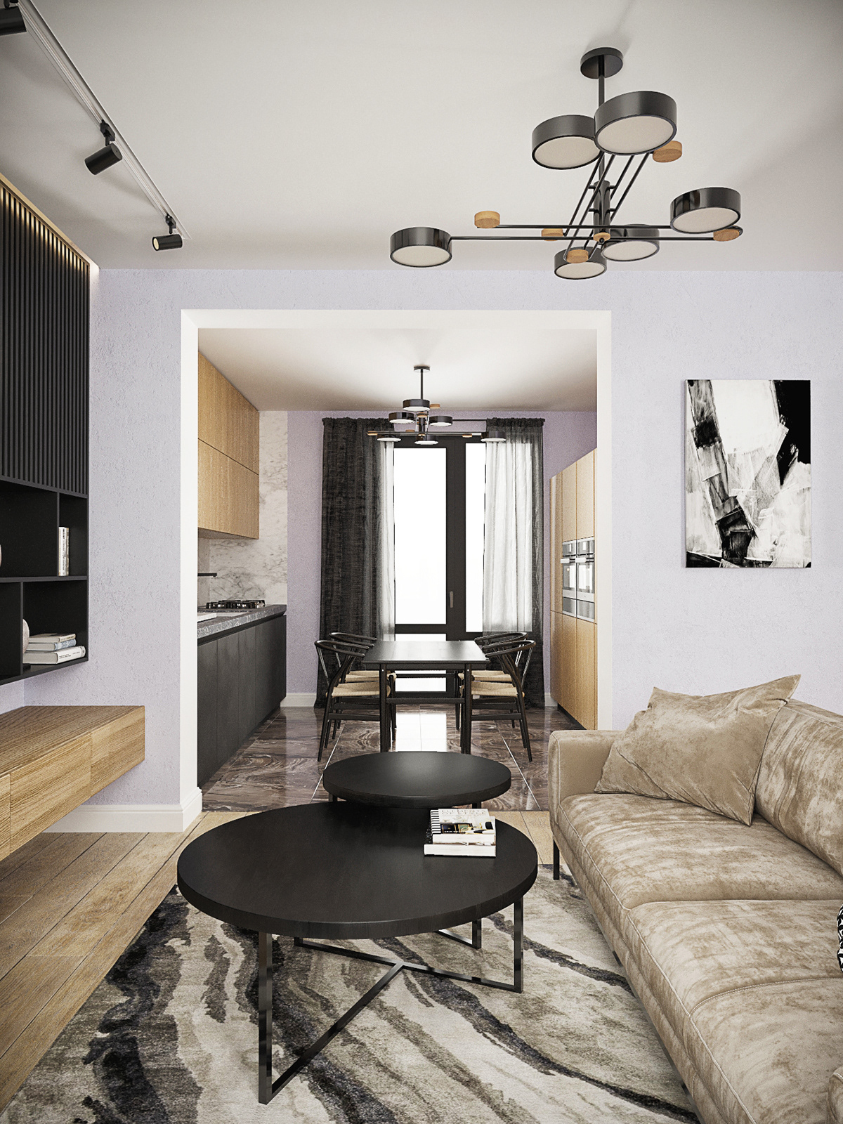 "现代简约风格，打造 2 层别墅舒适客厅厨房空间"-7