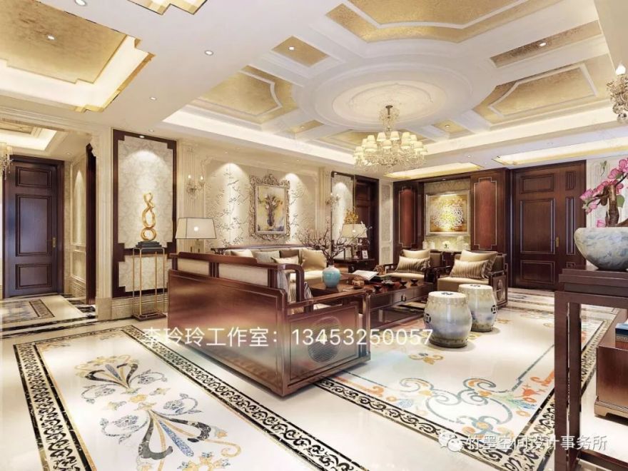 欧式浪漫融入中式韵律,350m²大平层设计-2