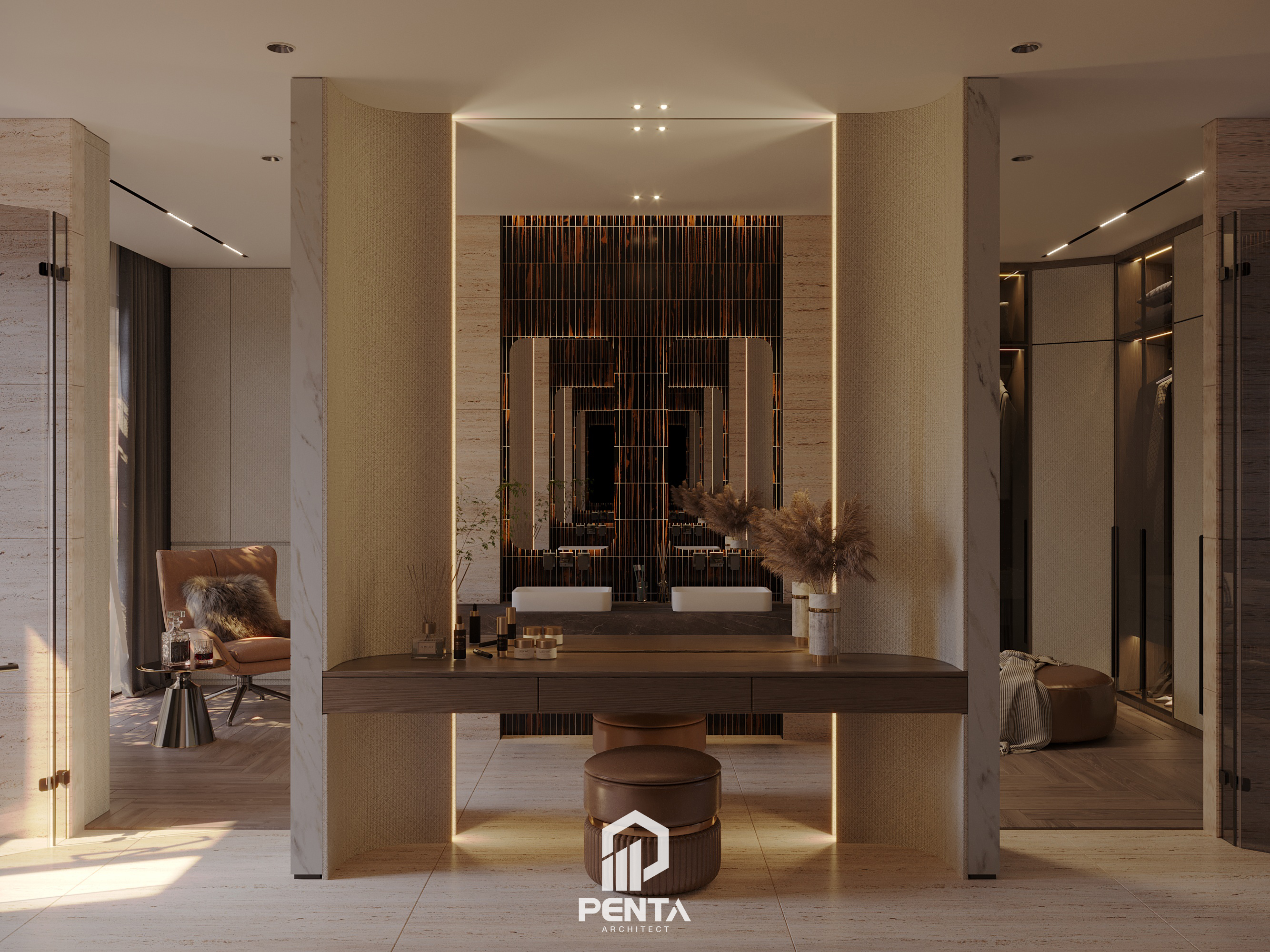 室内设计:主卧室丨越南河内丨Kiến trúc PENTA  TOAN VU DESIGN-6