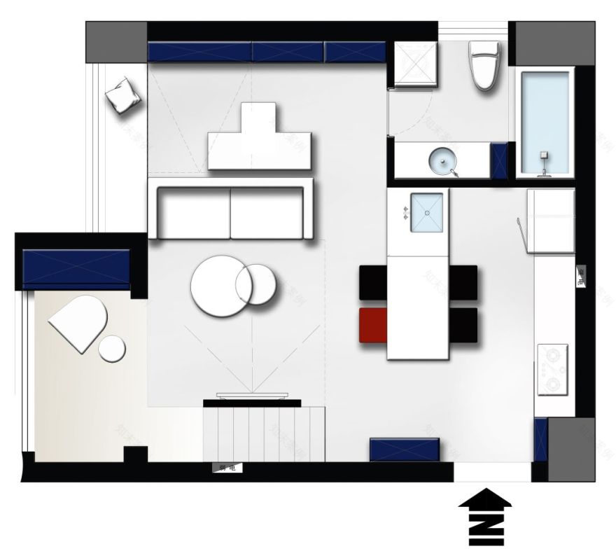 迷你 Loft 的时尚魔力 | 悬挑楼梯、电视隐身、楼梯悬浮-28