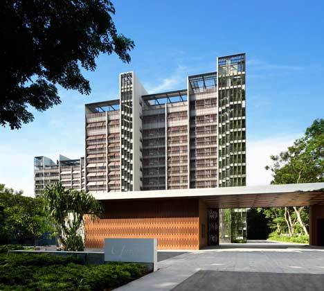 Raised outdoor cabins connect to Goodwood Residence apartments by WOHA-25