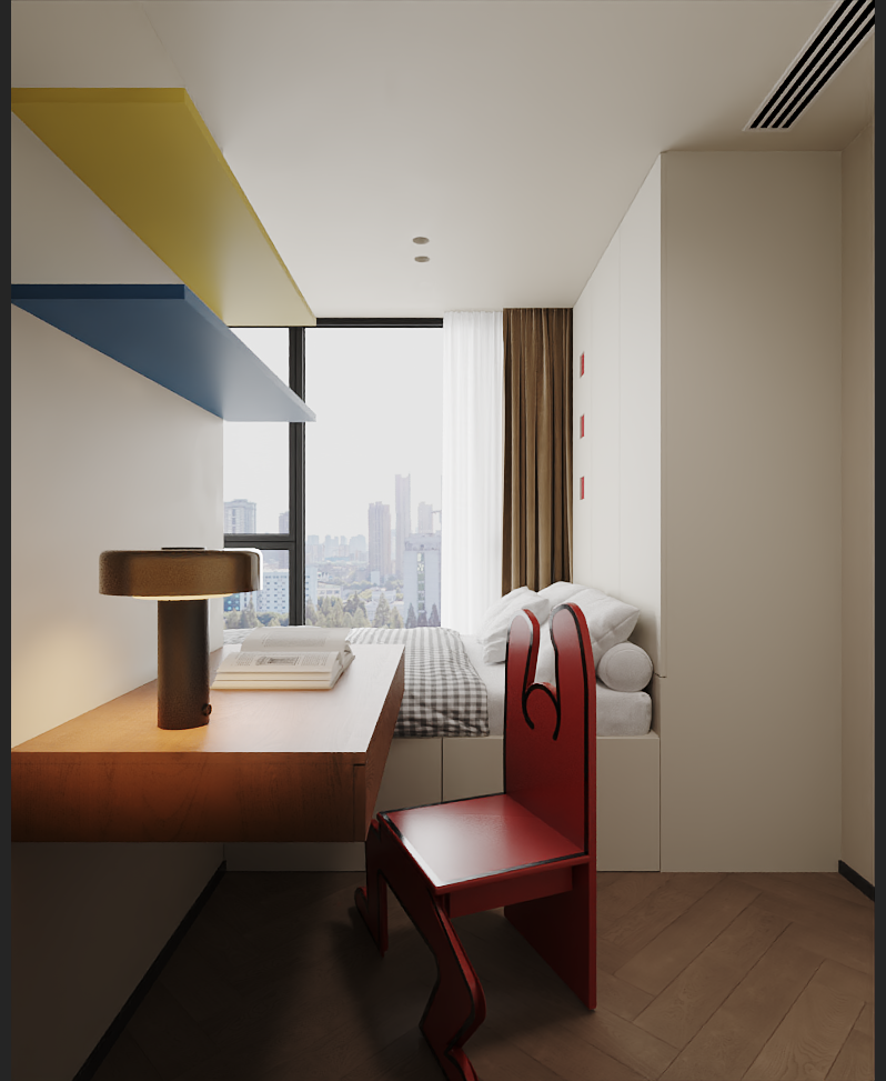 深圳如愿空间设计丨卓越和奕府93㎡，在生活的框架里注入包豪斯的浪漫秩序-16