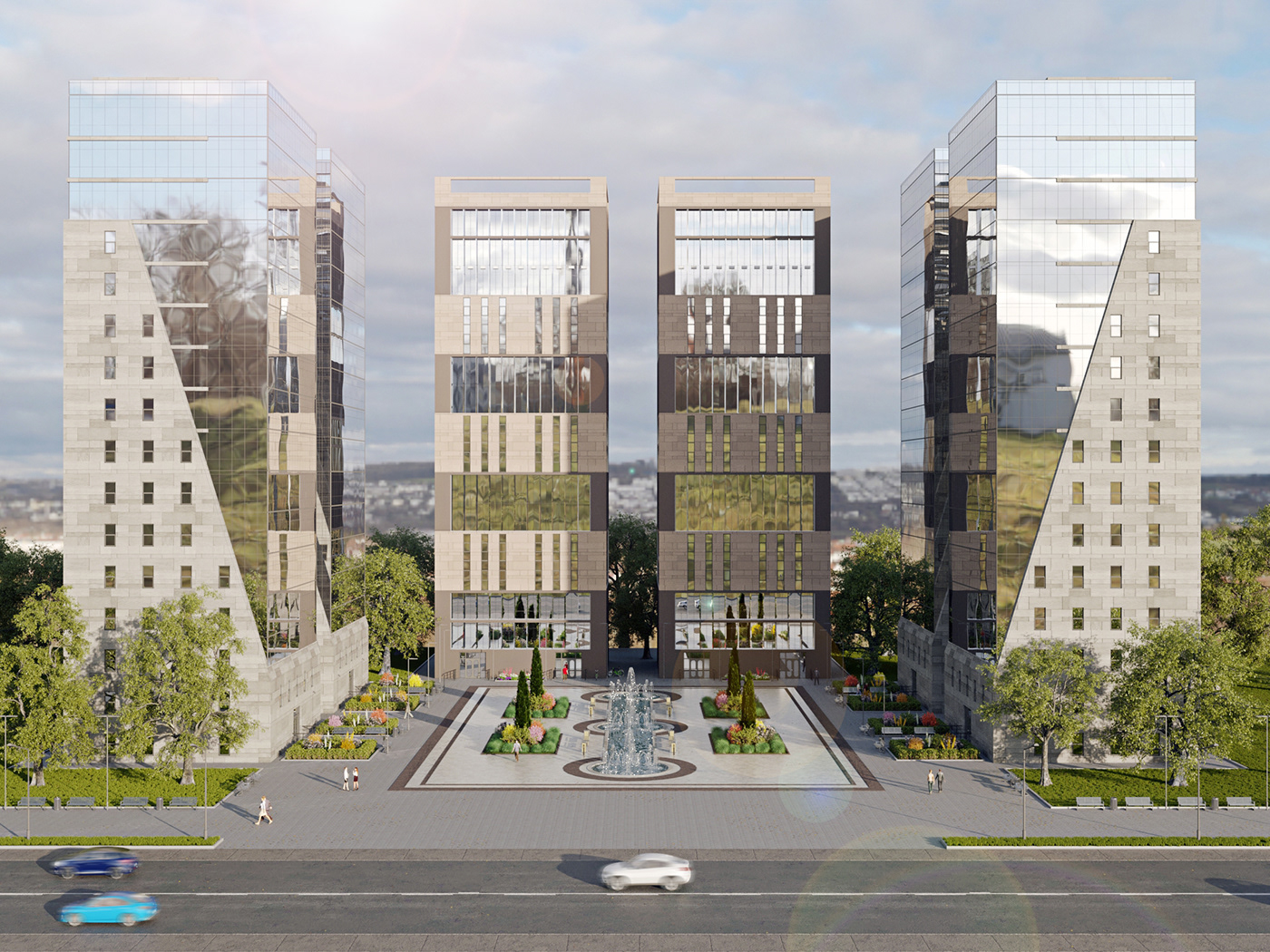 Administrative Buildings With Fountain-0