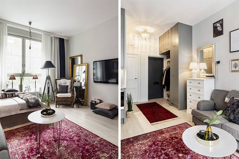 瑞典 29 平米微型公寓 | 酒店式布局，厨房岛台多功能设计-7