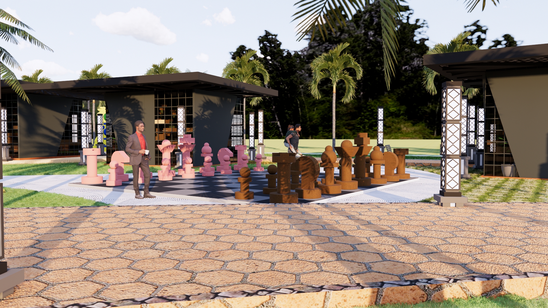 تصميم لمنتزه به العديد من الكافيهات والمطاعم في عمان-54