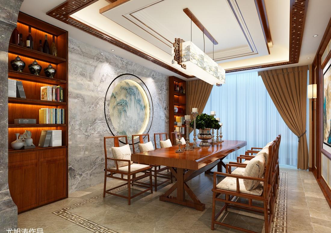 中式别墅二层复式设计 | 餐厅与客厅的雅致空间-2