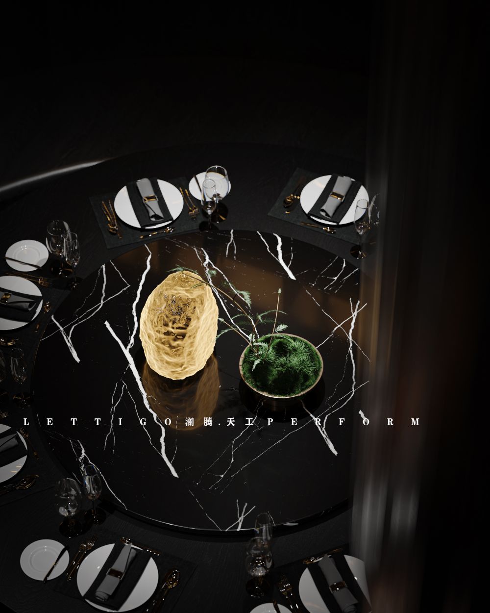 充满高端商务范的暗黑调西餐厅-6