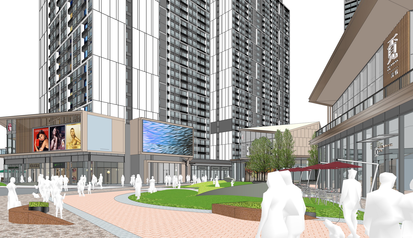 万科里现代商业街SU模型-6