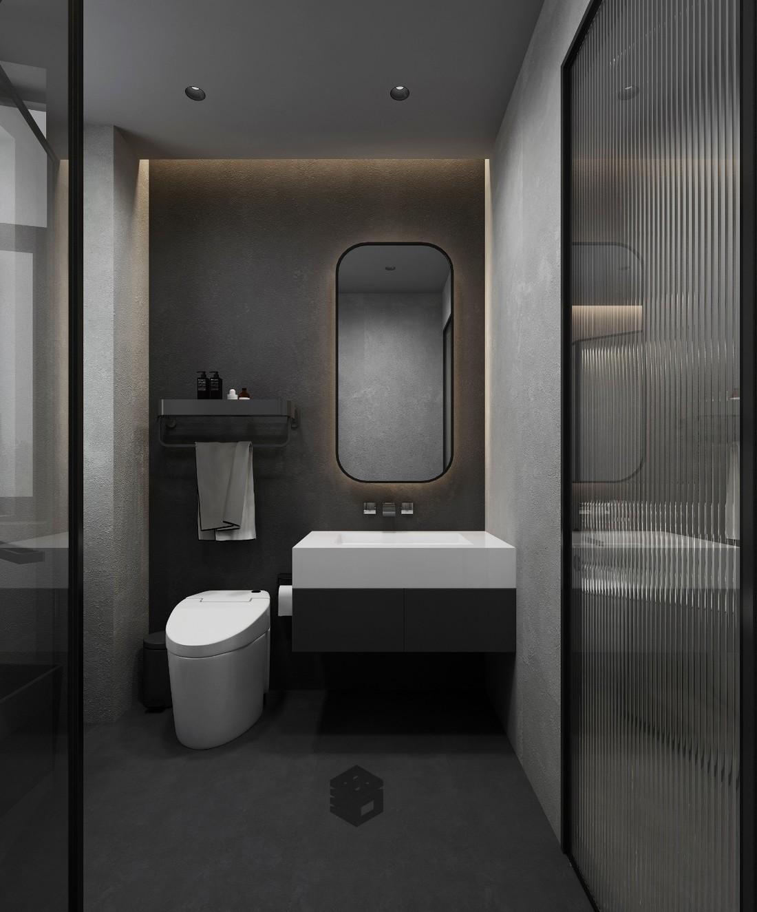 黑色空间现代极简设计 | 石皮与黑色栅格的完美融合-14