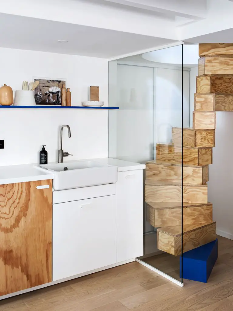 巴黎 50 平米极简双层公寓,蓝色调搭配惊艳设计-8