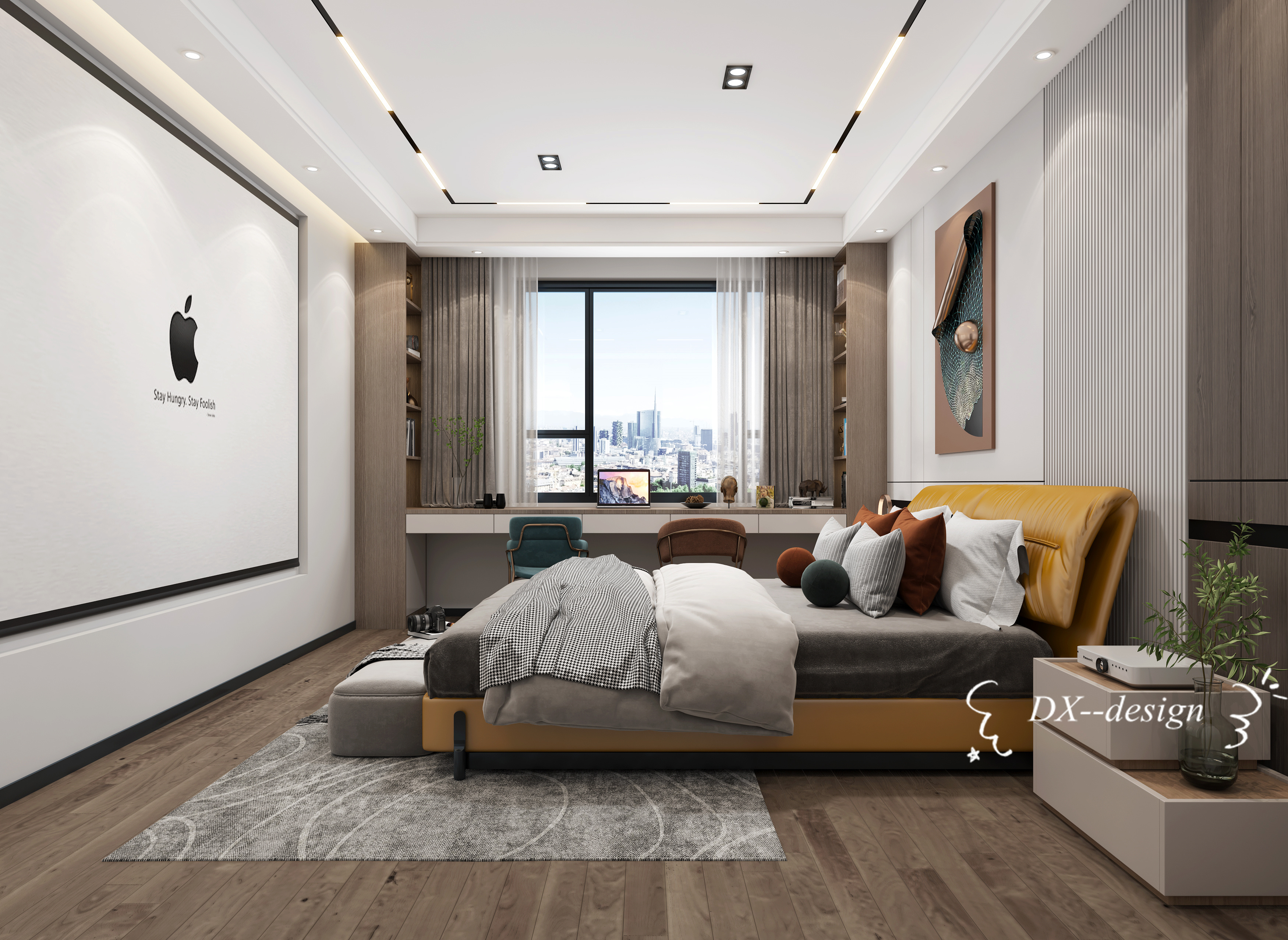 灰色与咖色的温馨居家空间丨原创作品-7