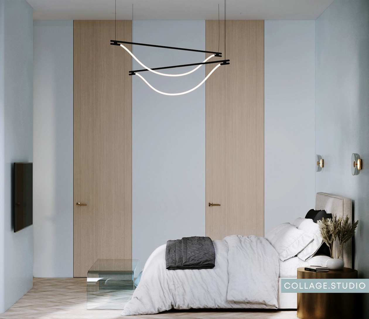 浅蓝色+木质 美的纯粹又自然。-11