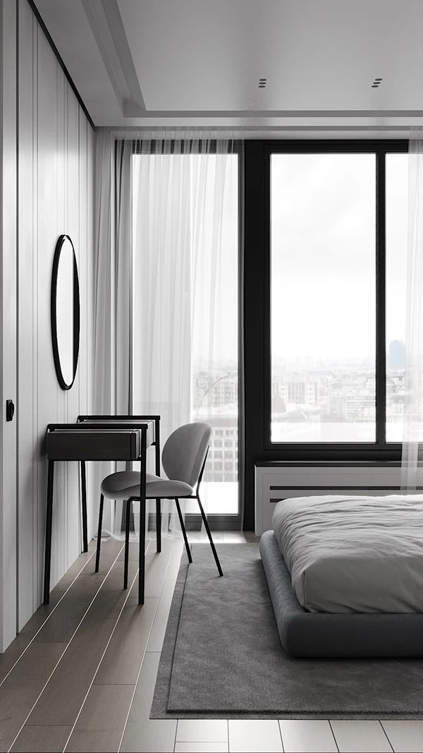 基辅黑白灰禁欲系家居,Anastasiia Reznichenko 现代设计典范-15