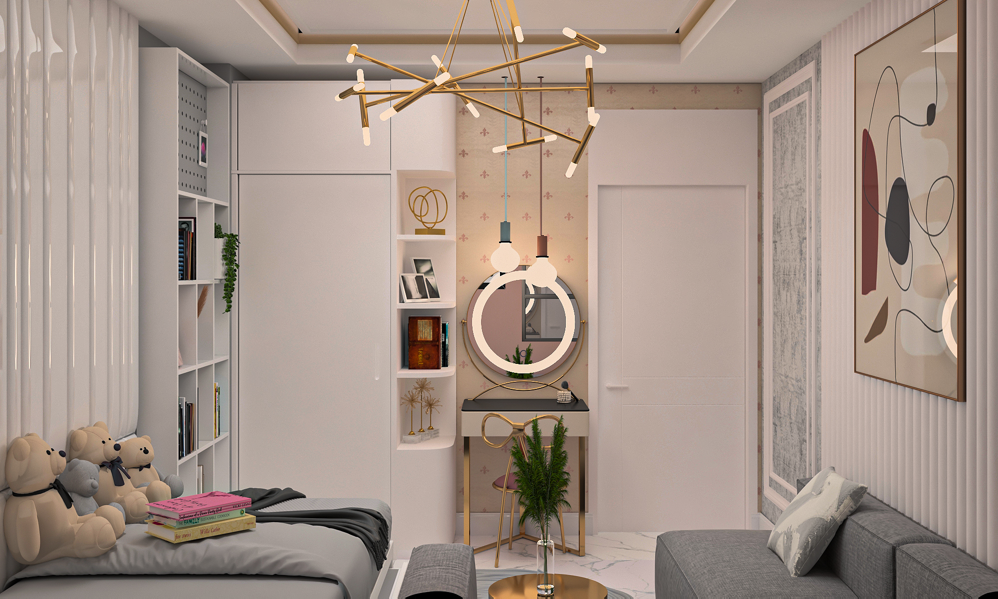 男孩女孩卧室现代室内设计-9
