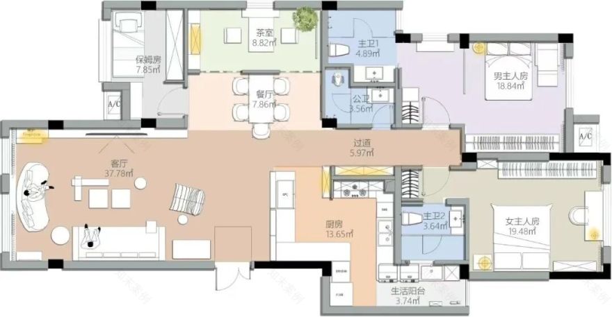 135㎡木色暖调松弛家私宅设计丨中国重庆丨苑邸设计-3